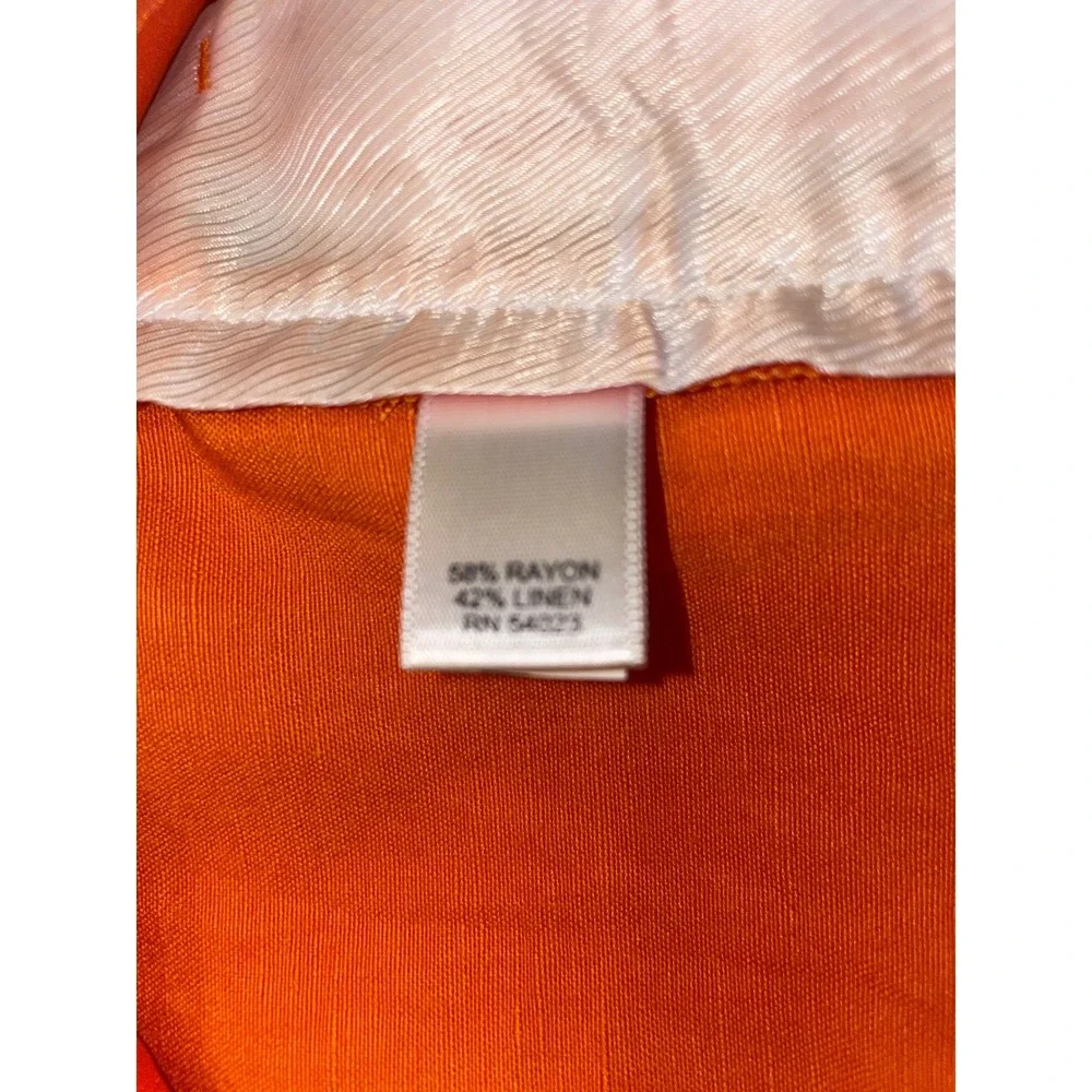 Banana Republic Orange Linen Blend Wide Leg Trousers Pants Womens Size 6